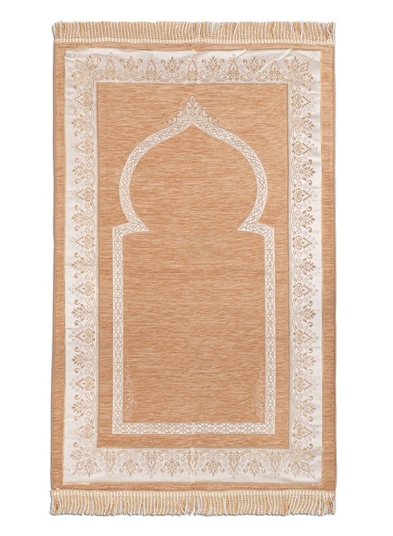 الحرائر  سجادة صلاة من نسيج الشانيل مبطنة عالية الجودة بتصاميم وزخارف هندسية إسلامية عصرية مقاس 120X70 سم - Image 1