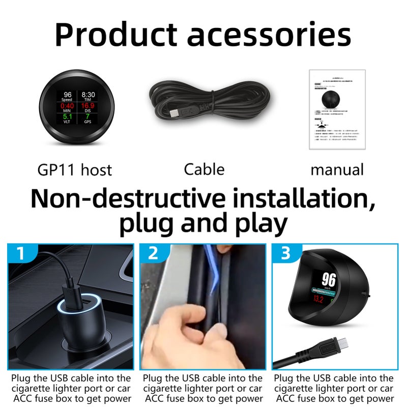 GPS Speed Slope Meter, Digital Inclinometer Level & Angle Gauge, Head Up Display Speedometer, Bevel Tilt Gauges with Multifunctional Function for All DC5-18V Car - Image 3