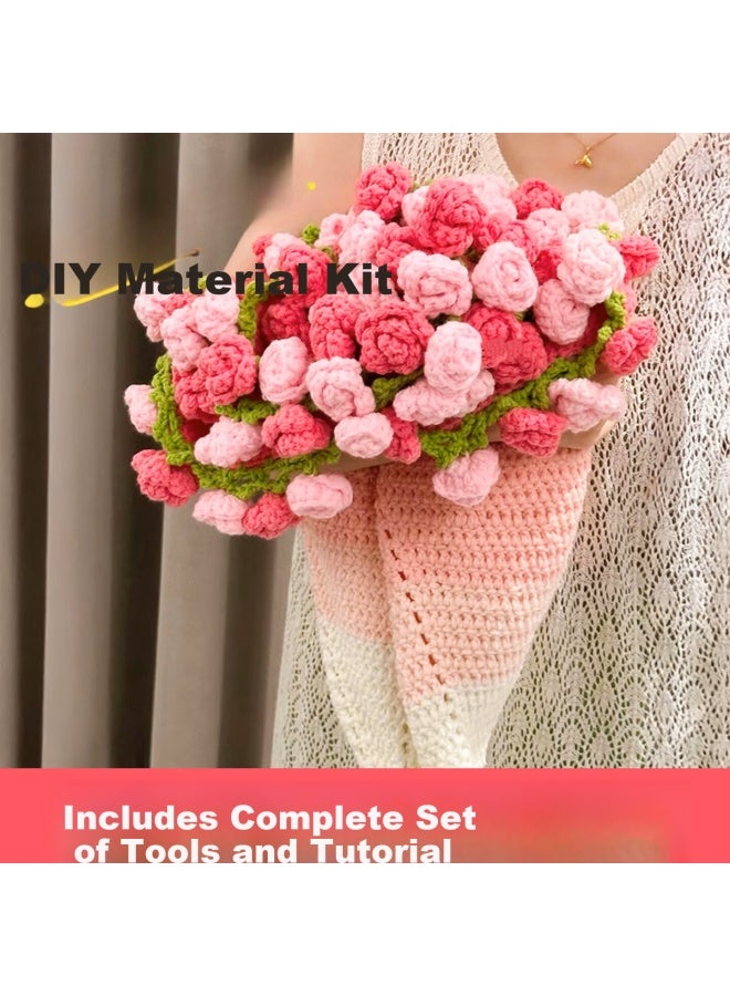 Murcia Rose Gradient Blanket Bouquet Crochet Handwoven Diy Yarn Knitting Handmade Craft Material Kit Gift - Image 1