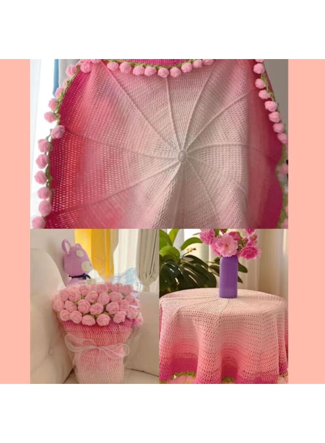 Murcia Rose Gradient Blanket Bouquet Crochet Handwoven Diy Yarn Knitting Handmade Craft Material Kit Gift - Image 3