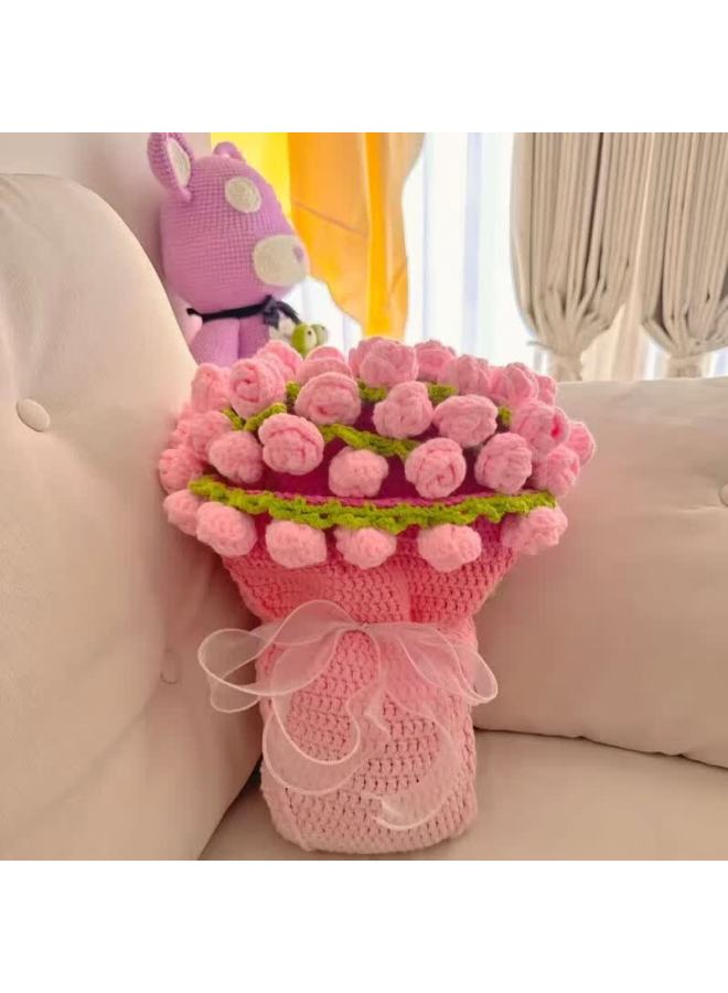 Murcia Rose Gradient Blanket Bouquet Crochet Handwoven Diy Yarn Knitting Handmade Craft Material Kit Gift - Image 4