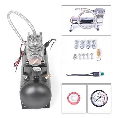 ZHSYMX 200PSI Heavy Duty Air Suspension Kit, Portable On Board Air Compressor with 1.5 Gallon Tank for Truck/Air Horns/Suspension/Air Locker - Image 5