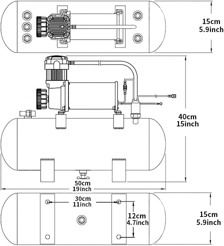 ZHSYMX 200PSI Heavy Duty Air Suspension Kit, Portable On Board Air Compressor with 1.5 Gallon Tank for Truck/Air Horns/Suspension/Air Locker - Image 3