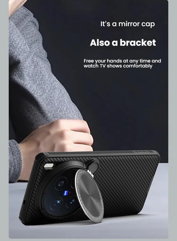 عام حافظة مغناطيسية متوافقة مع حافظة Vivo X200 Pro، حافظة سوداء شفافة مع حماية سرية لعدسة الكاميرا، غطاء دعامة مطابقة معدنية، تدعم الشحن اللاسلكي - Image 3