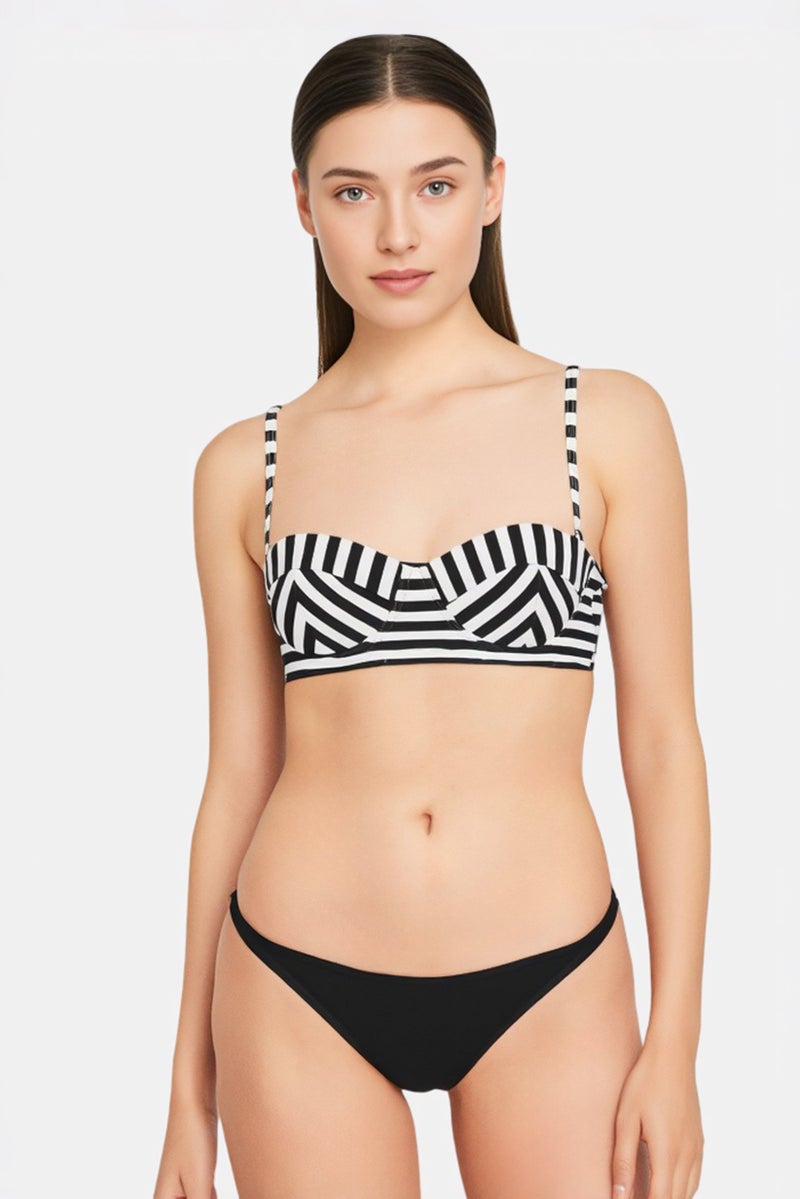 RIP CURL بلوزة بيكيني مزدوجة مبطنة مخططة للنساء، متعددة الألوان - Image 1