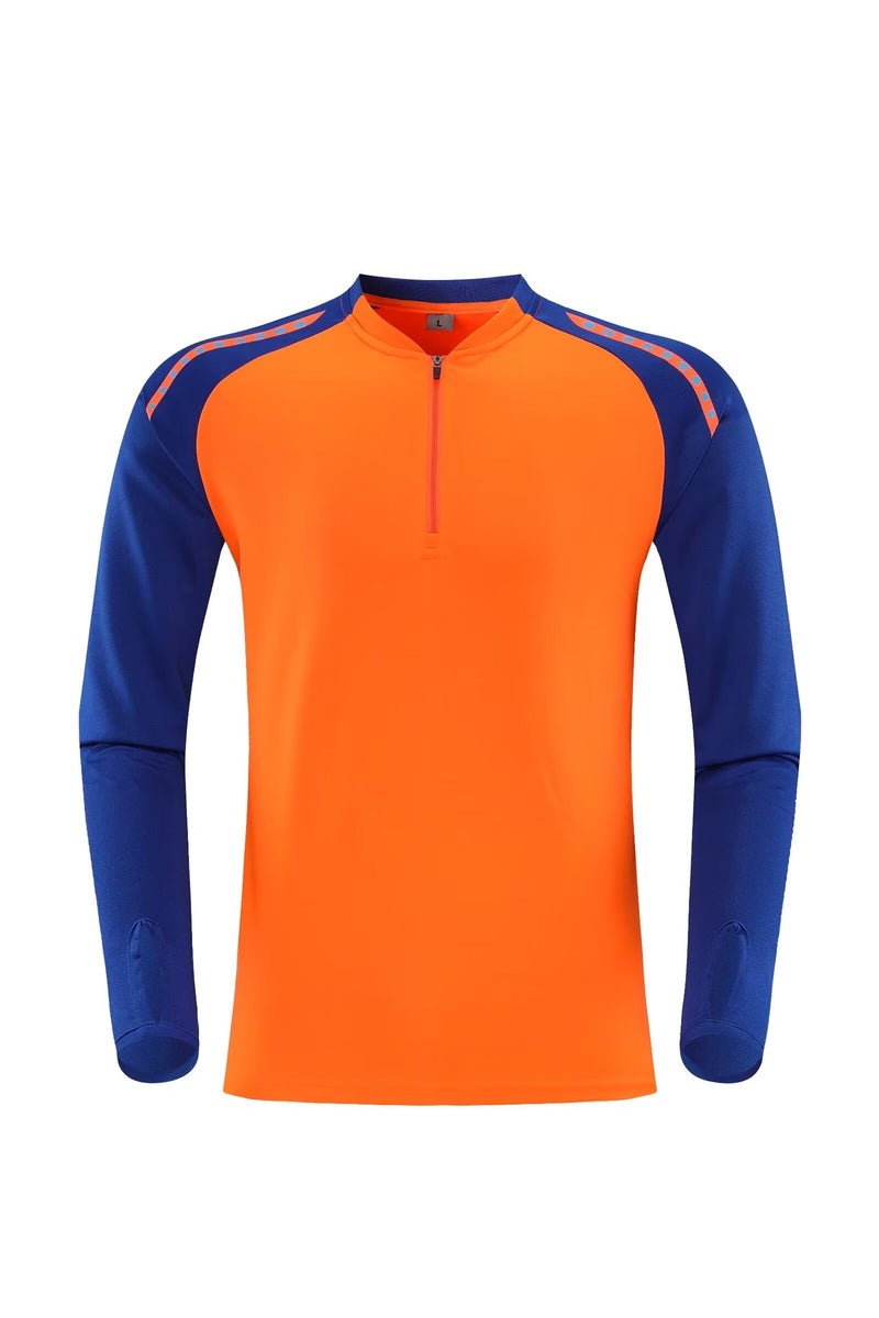 Generic Autumn and winter half-pull long-sleeved football uniform suit mens and womens childrens adult competition training team uniform in stock cross-border breathable Orange single top 