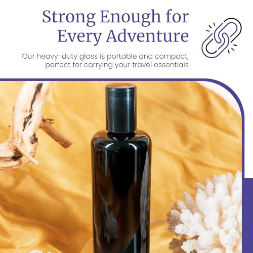 Infinity Jars Black Ultraviolet Glass Bottle 50 Ml (1.7 fl oz) w/Glass Ball Roll on Tip Screw top Bottle for Essential oil,Perfume Cosmetics, Moisturizer Airtight Round, Roller Bottles w/Black Cap - Image 3