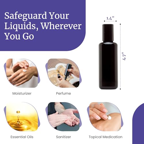 Infinity Jars Black Ultraviolet Glass Bottle 50 Ml (1.7 fl oz) w/Glass Ball Roll on Tip Screw top Bottle for Essential oil,Perfume Cosmetics, Moisturizer Airtight Round, Roller Bottles w/Black Cap - Image 5