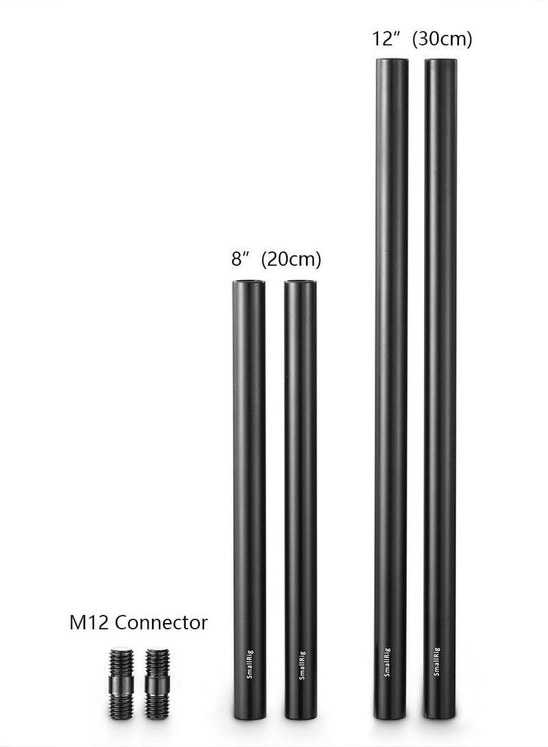 SMALLRIG Rods Set 1659, 2x15mm Aluminum Rods 20/30cm, 2xM12 Rod Connectors, Wide Compatibility with Camera Accessories, Black - Image 5