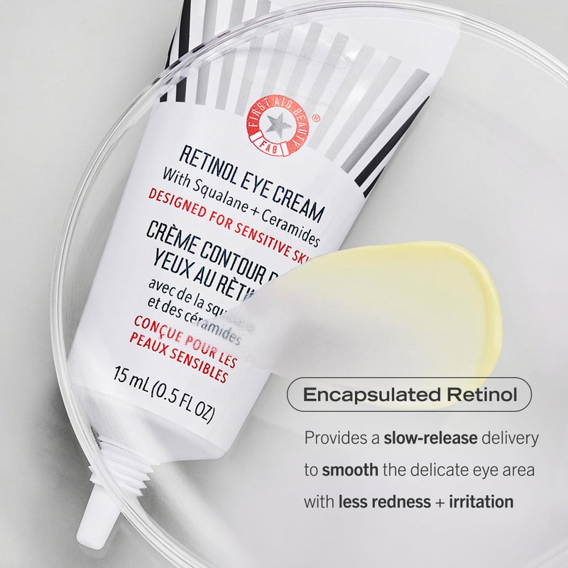 First Aid Beauty - Retinol Eye Cream with Squalane + Ceramides, Encapsulated Retinol Serum for Delicate Skin, Helps Improve Appearance of Fine Lines and Wrinkles, Safe for Sensitive Skin, 0.5 oz - Image 4
