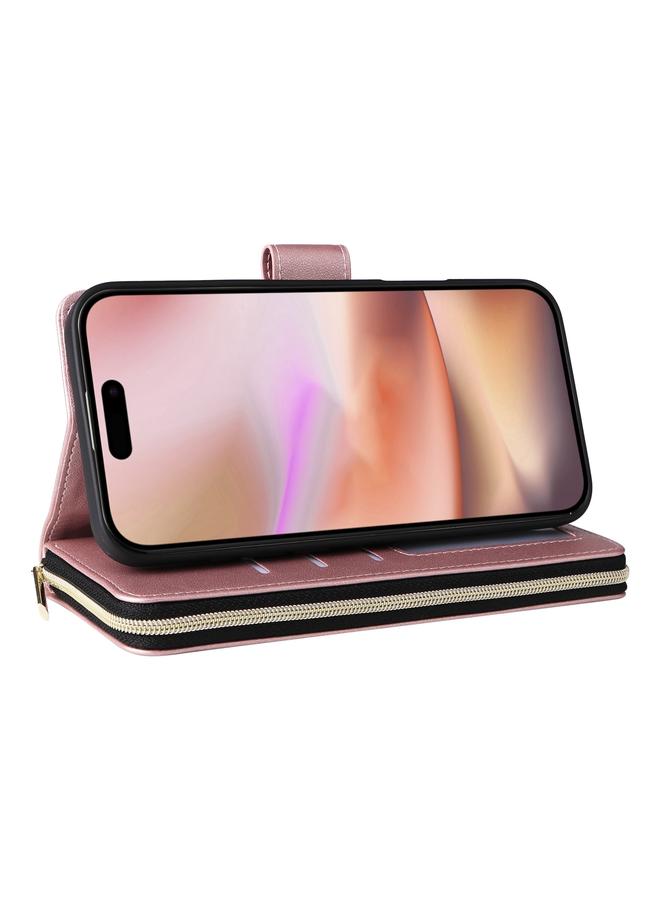 S-TOP Case For iPhone 16 Plus Crossbody Rhombic Zipper Tower Buckle Leather Phone Case with Lanyard - Image 5