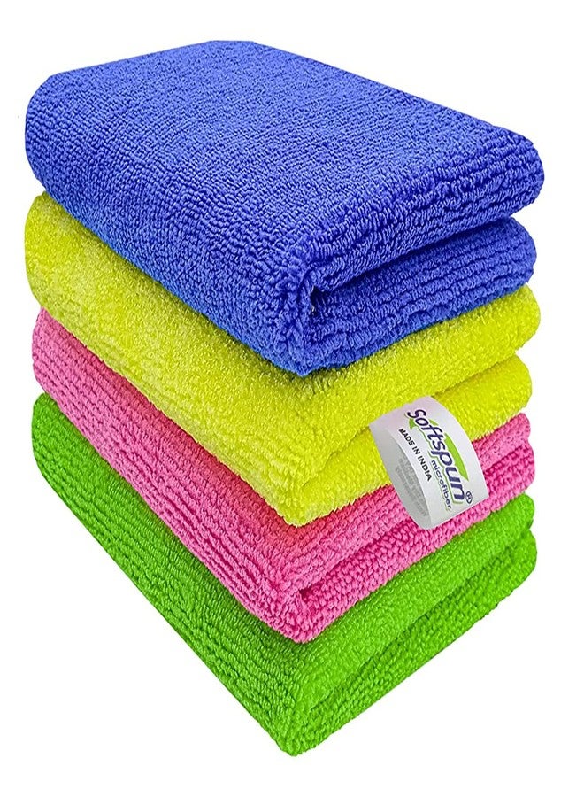 SOFTSPUN Microfiber Cleaning Small Wipes 20X30cms 4 pcs Towel Set 340 GSM Multicolor! Highly Absorbent Lint and Streak Free Multipurpose Wash Cloth for Kitchen Window Stainless Steel Silverware. - Image 1