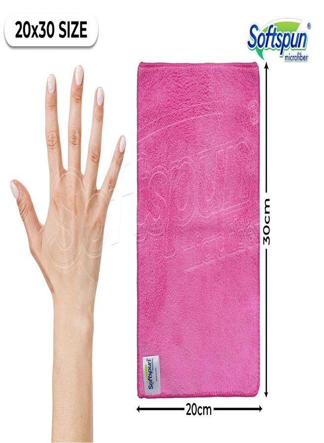 SOFTSPUN Microfiber Cleaning Small Wipes 20X30cms 4 pcs Towel Set 340 GSM Multicolor! Highly Absorbent Lint and Streak Free Multipurpose Wash Cloth for Kitchen Window Stainless Steel Silverware. - Image 2