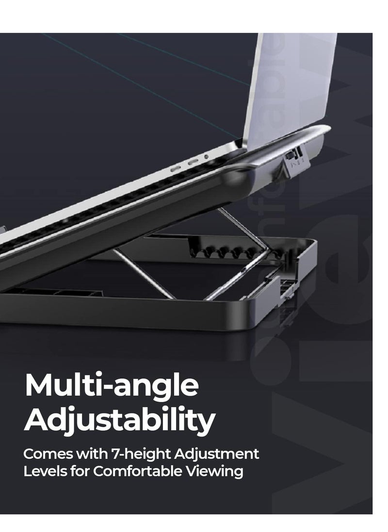 Raegr - RAEGR RapidCool 900 Aluminium Laptop Cooling Pad | Two USB Port| with Multi-Angle Adjustment & Adjustable wind speed, Metal Support | Foldable Anti-Skid Baffle | Compatible with Laptops Upto 17-inches - Image 1