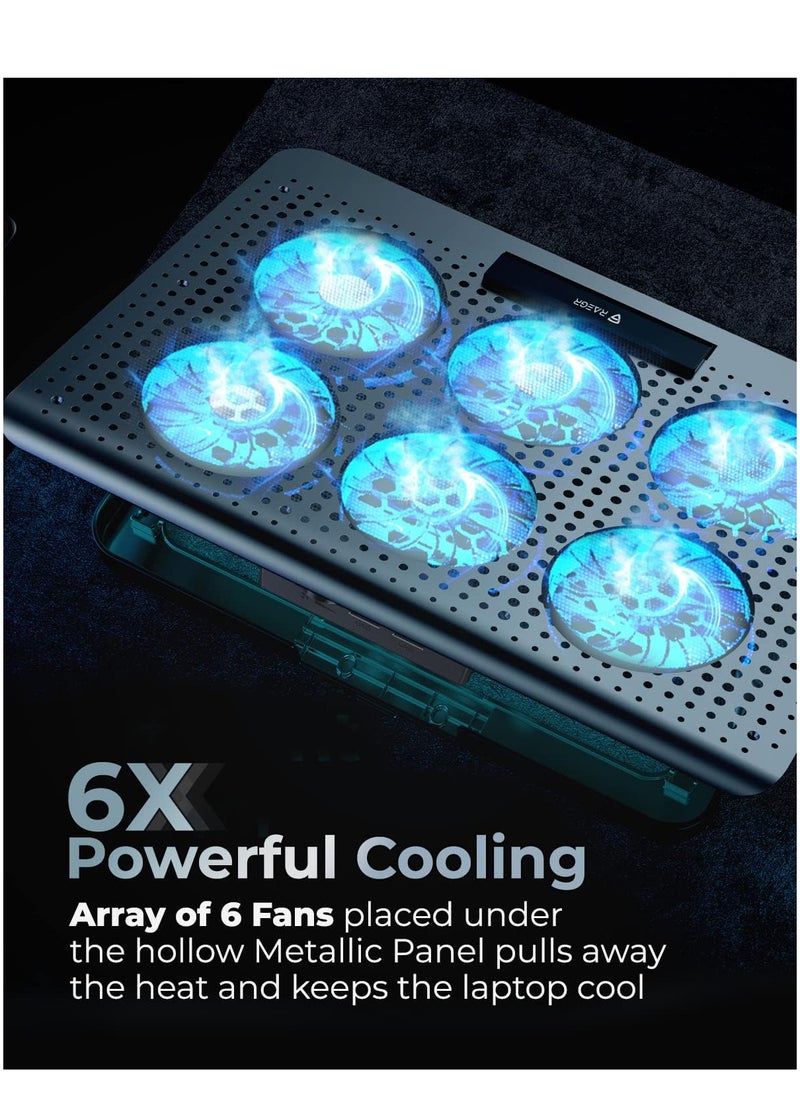 Raegr - RAEGR RapidCool 900 Aluminium Laptop Cooling Pad | Two USB Port| with Multi-Angle Adjustment & Adjustable wind speed, Metal Support | Foldable Anti-Skid Baffle | Compatible with Laptops Upto 17-inches - Image 1