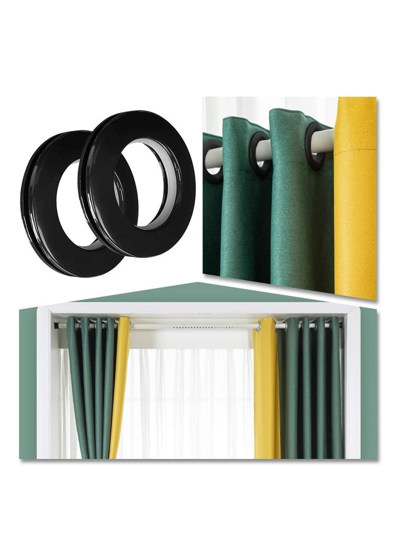 Captaintech , 30pcs Curtain Grommets, 40mm Plastic Curtain Grommet Kit, Inner Diameter (1-9/16") Nanoscale Low Noise Curtain Black Rings for Hanging Curtain - Image 1