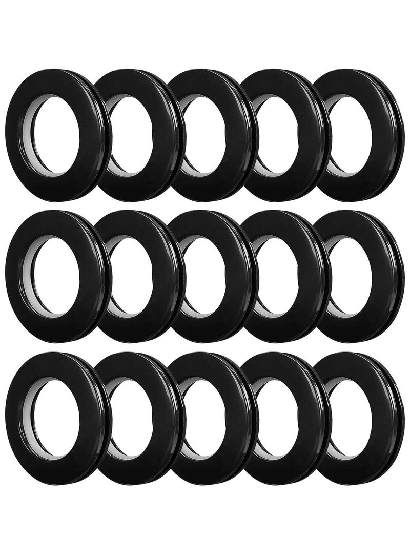 Captaintech , 30pcs Curtain Grommets, 40mm Plastic Curtain Grommet Kit, Inner Diameter (1-9/16") Nanoscale Low Noise Curtain Black Rings for Hanging Curtain - Image 2