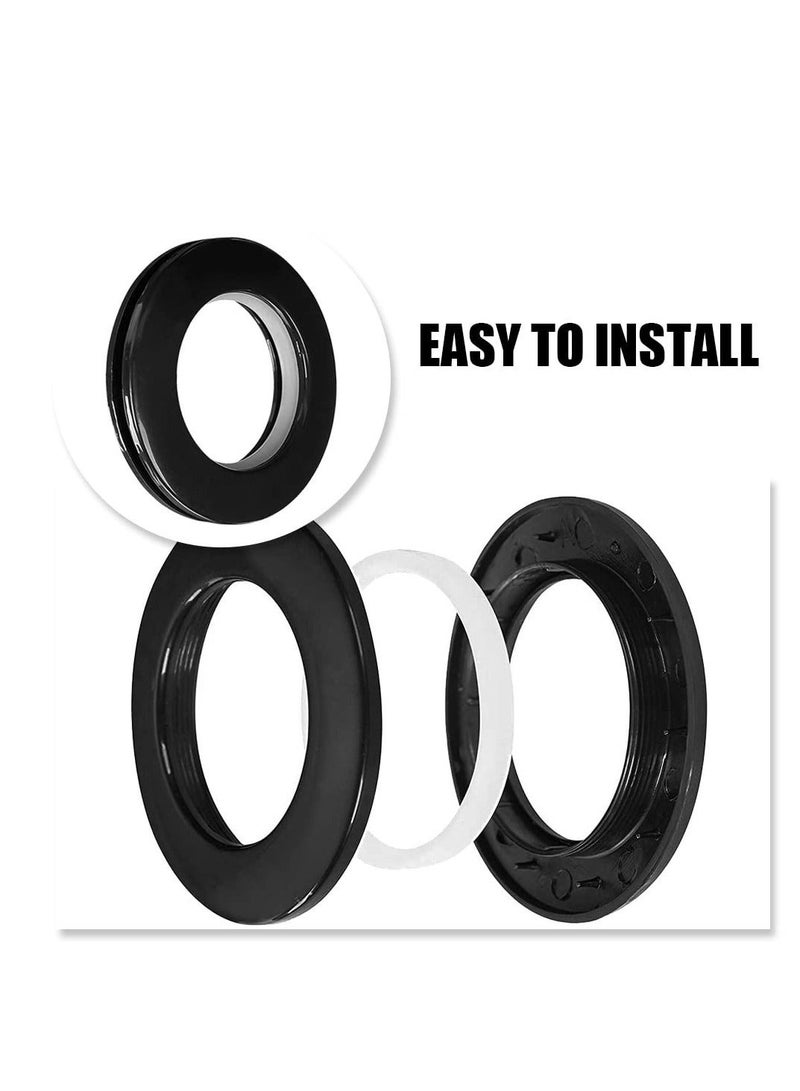 Captaintech , 30pcs Curtain Grommets, 40mm Plastic Curtain Grommet Kit, Inner Diameter (1-9/16") Nanoscale Low Noise Curtain Black Rings for Hanging Curtain - Image 4