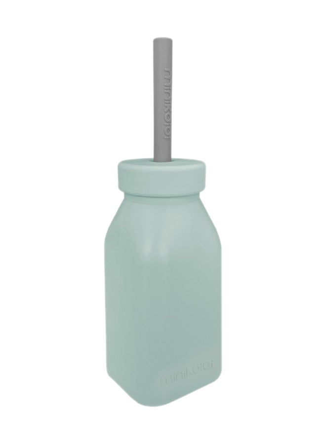 Minikoioi Bottle And Straw - River Green And Powder Grey - Image 1