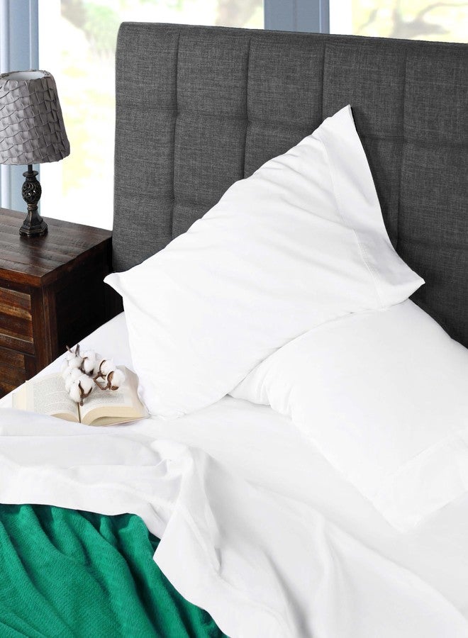 سوبيريور ملاءة سرير قطنية عضوية فاخرة، 300 خيط، بجيب عميق، نسيج بيركال، ديكور سرير أنيق، ملاءات سرير أساسية، غطاء سرير محايد، للمنزل، غرفة النوم، الفندق، مقاس كامل، أبيض - Image 4