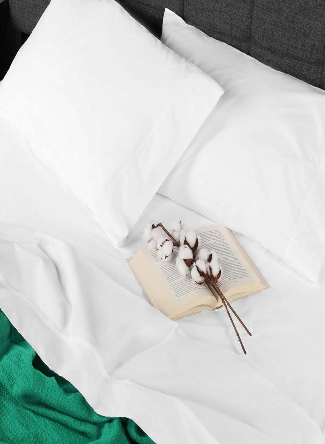 سوبيريور ملاءة سرير قطنية عضوية فاخرة، 300 خيط، بجيب عميق، نسيج بيركال، ديكور سرير أنيق، ملاءات سرير أساسية، غطاء سرير محايد، للمنزل، غرفة النوم، الفندق، مقاس كامل، أبيض - Image 3