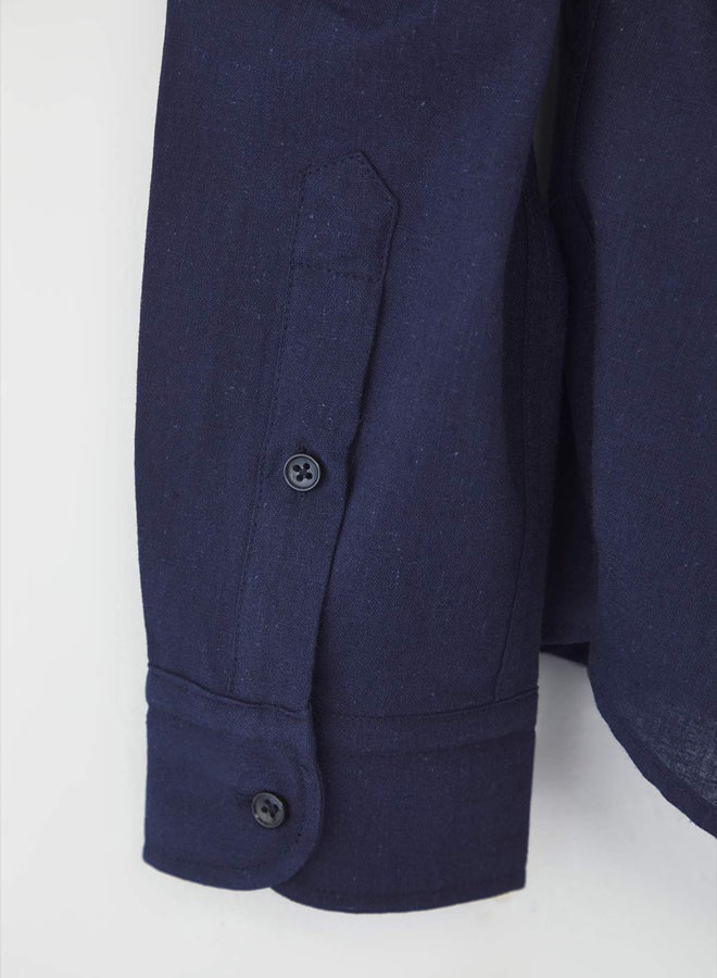 trendyol Blue Regular Fit Linen Blended Men's Shirt - Image 4