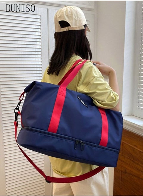 Sports Gym Bag with Wet Pocket & Shoes Compartment, Weekender Overnight Bag for Travel Gym Yoga Travel Duffel Bag for Men and Women Lightweight