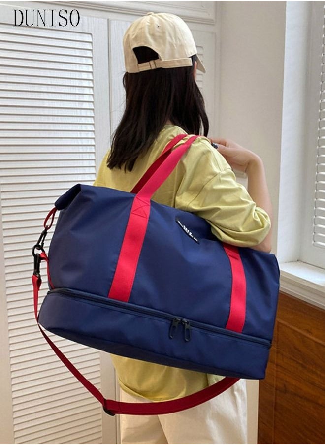 Sports Gym Bag with Wet Pocket & Shoes Compartment, Weekender Overnight Bag for Travel Gym Yoga Travel Duffel Bag for Men and Women Lightweight