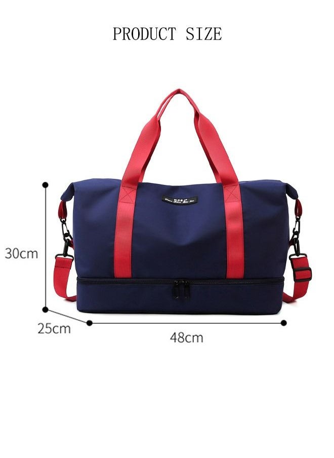 Sports Gym Bag with Wet Pocket & Shoes Compartment, Weekender Overnight Bag for Travel Gym Yoga Travel Duffel Bag for Men and Women Lightweight