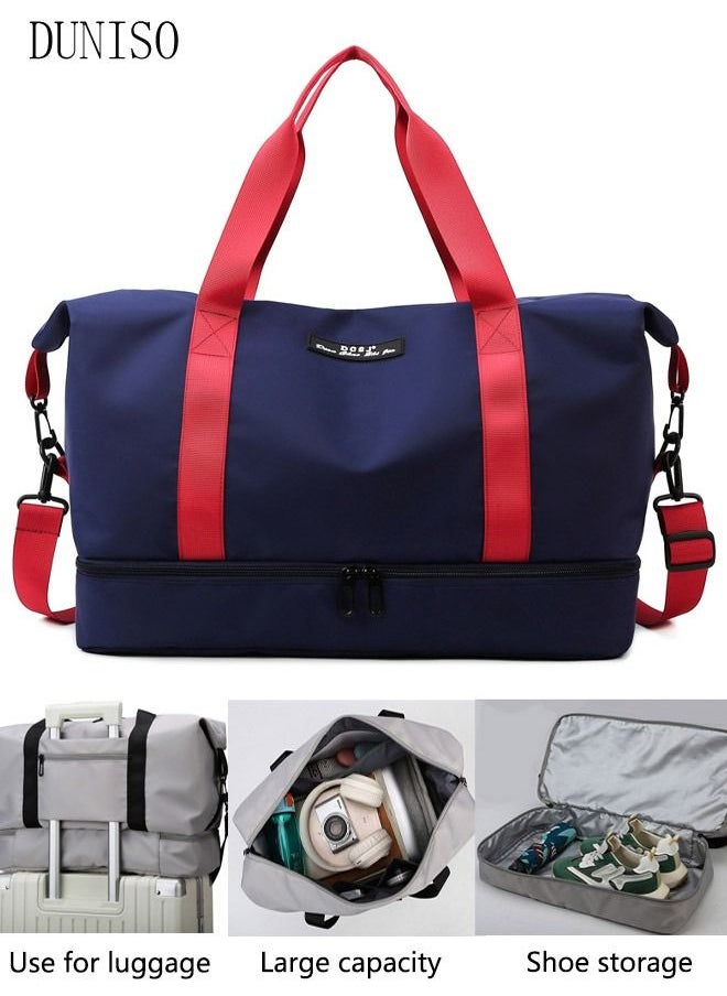 Sports Gym Bag with Wet Pocket & Shoes Compartment, Weekender Overnight Bag for Travel Gym Yoga Travel Duffel Bag for Men and Women Lightweight