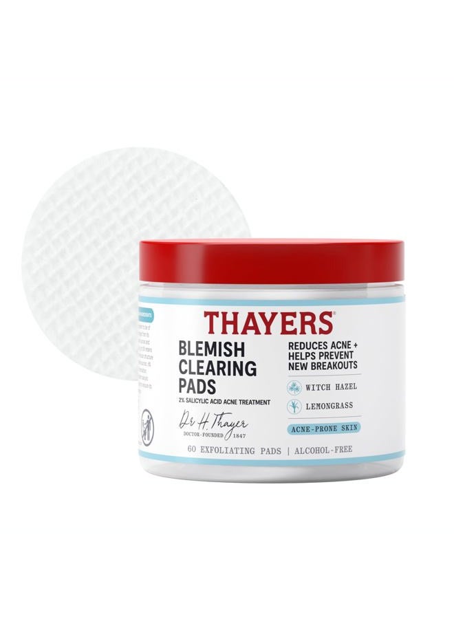 Thayers Blemish Clearing Acne Pads, Salicylic Acid Acne Treatment for Face, Pore Reducing, Exfoliating, and Soothing Skincare, Witch Hazel Toner Pads, 60 Ct - Image 1