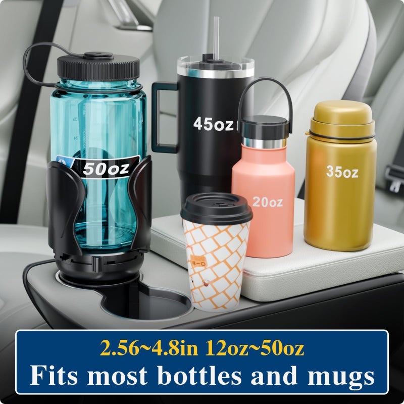 Zeyitian 2Pack Car Cup Holder Expander, Cup Holder Extender Adapter with Expandable Arm and Adjustable Base, Compatible with Yeti Ramblers, Hydro Flasks, Stanley, Owala Most Coffee Mugs Bottles & Cups - Image 5
