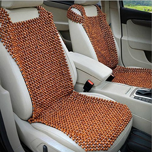 HomDSim Wood Beaded Auto Car Seat Bead CoverNatural Rosewood Wooden Bead Cool Refreshing Back Massaging Comfort Cushion MatPremium Quality Universal for Car Truck on Summer Front seat