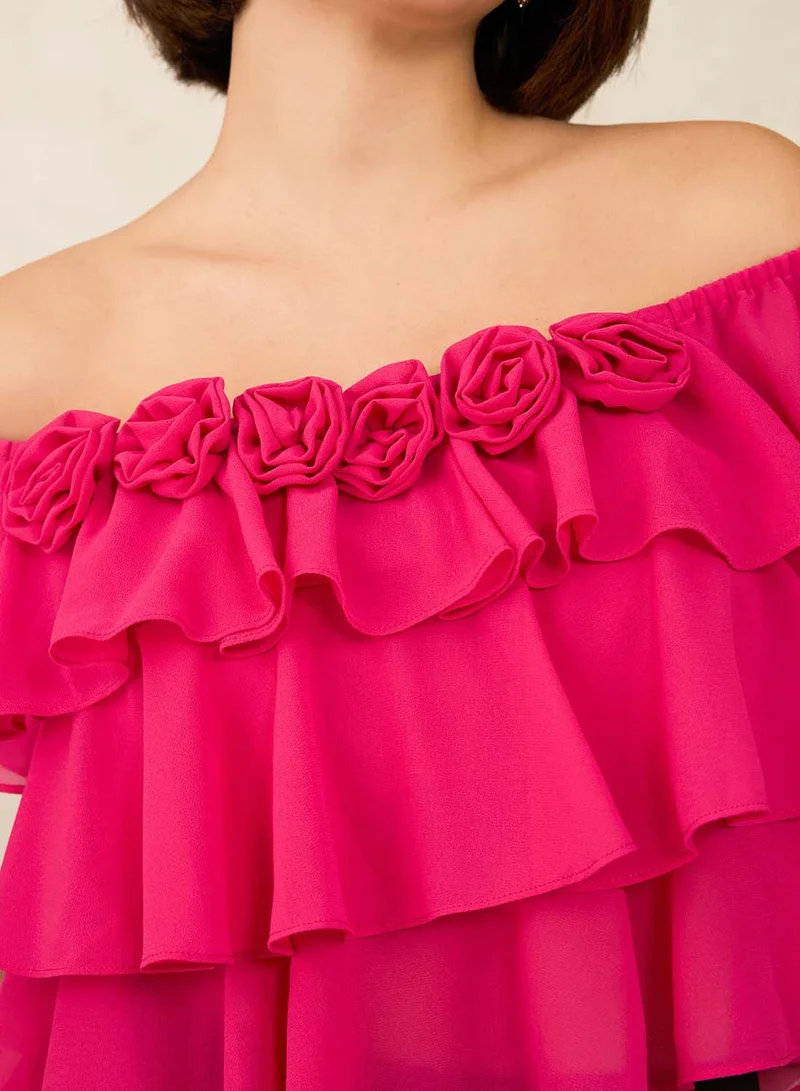 Virgio VIRGIO Georgette Off-Shoulder Crop Top