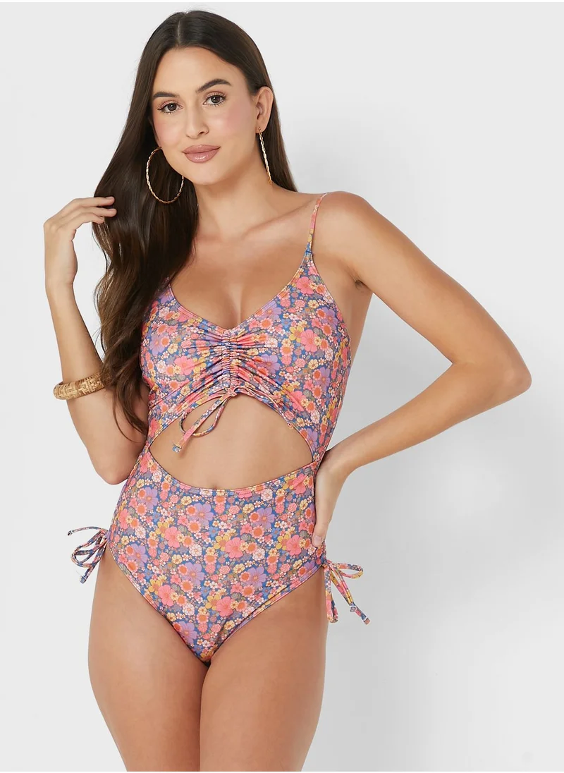 TOPSHOP Floral Strappy Swimsuit