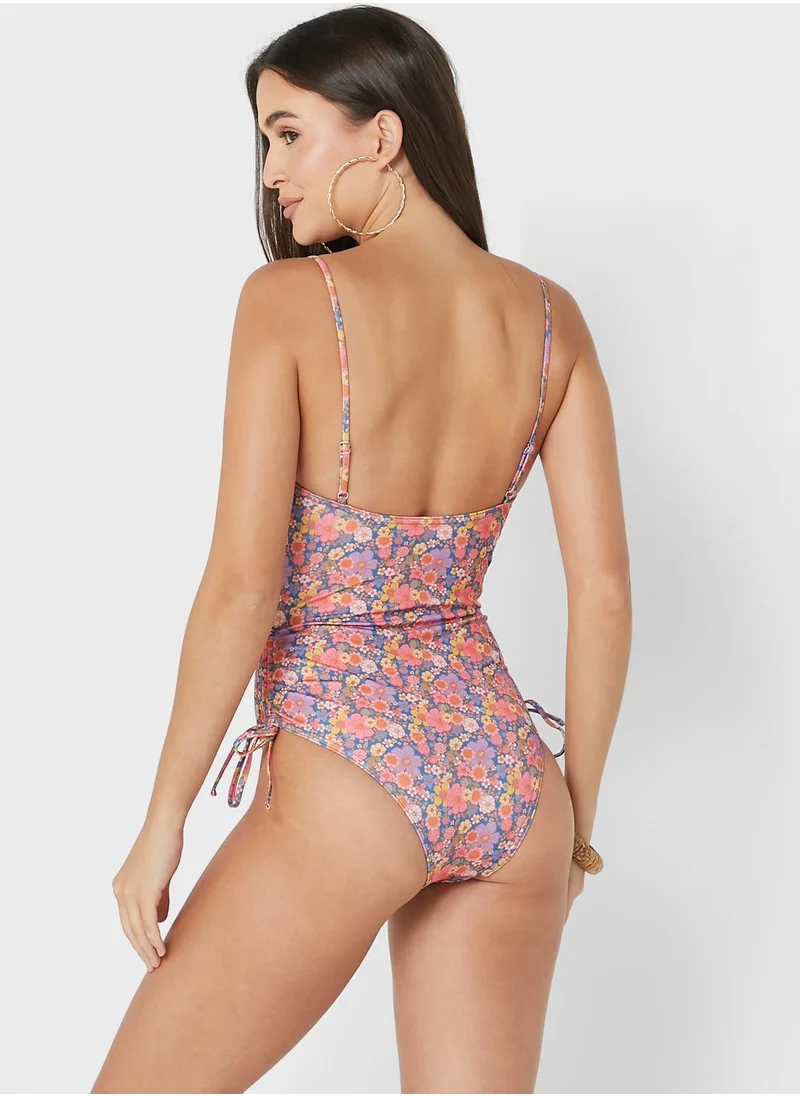 TOPSHOP Floral Strappy Swimsuit