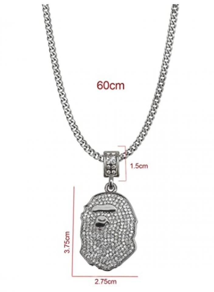 Alissa Iced Gorilla Crystal Necklace for Men Rapper Pendant with Free Chain Punk Hip Hop Necklace  - Image 2