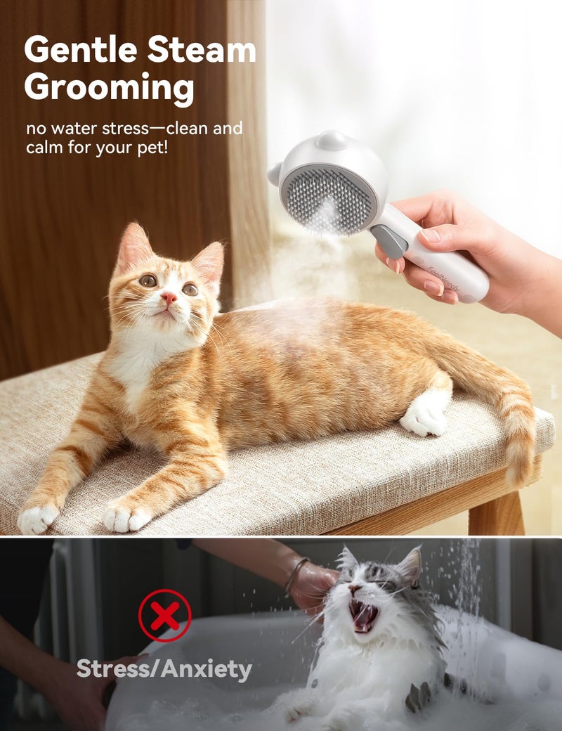 FEELNEEDY Cat Steam Brush, Brushes for Indoor Cats with Release Button, Dual Speed Spray USB Rechargeable Grooming Supplies, Cat Brush for Shedding Suitable for All Long-haired and Short-haired Pets - Image 4