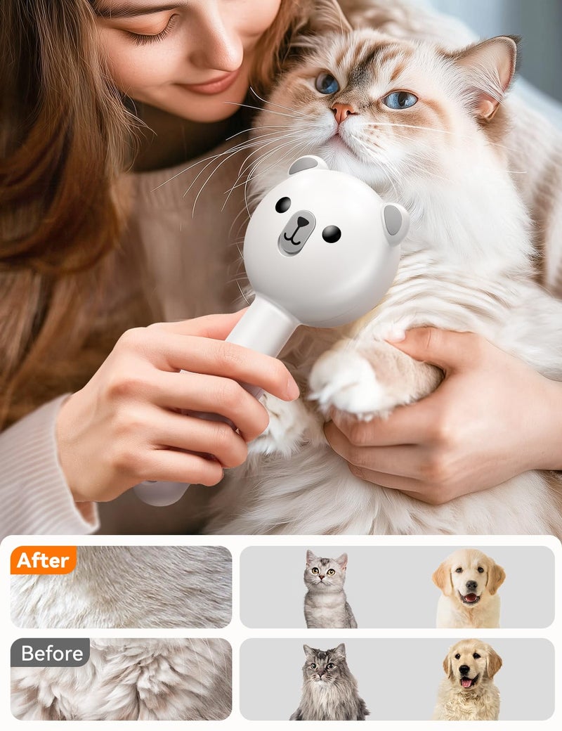 FEELNEEDY Cat Steam Brush, Brushes for Indoor Cats with Release Button, Dual Speed Spray USB Rechargeable Grooming Supplies, Cat Brush for Shedding Suitable for All Long-haired and Short-haired Pets - Image 5