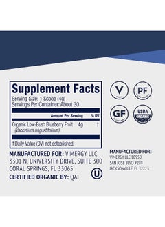 Vimergy USDA Organic Wild Blueberry Supplement Powder, Trial Size - 30 Servings – Natural Wild Blueberries - Fruit Powder for Smoothies, Juices, Fruit Bowls, Non-GMO, Gluten-Free, Vegan, Paleo 120G  - Image 4