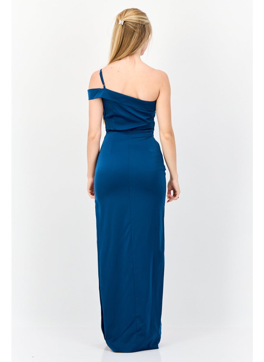 Lulus Women Plain Maxi Dress, Teal Blue  - Image 3