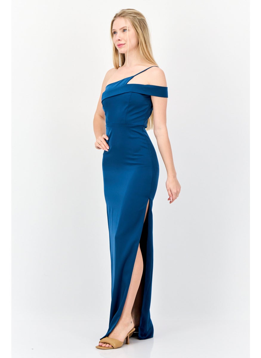 Lulus Women Plain Maxi Dress, Teal Blue  - Image 2
