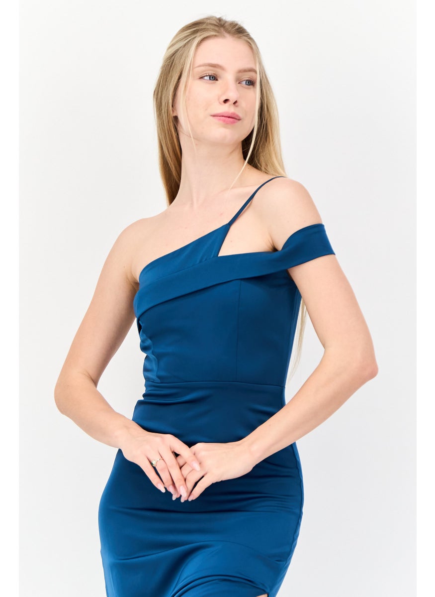 Lulus Women Plain Maxi Dress, Teal Blue  - Image 4