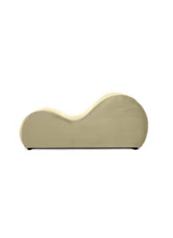 House One Small Romantic Chaise Longue Luxury Solid Pattern Of Velvet Fabric - Dark Ivory -170x70x40cm - Image 3