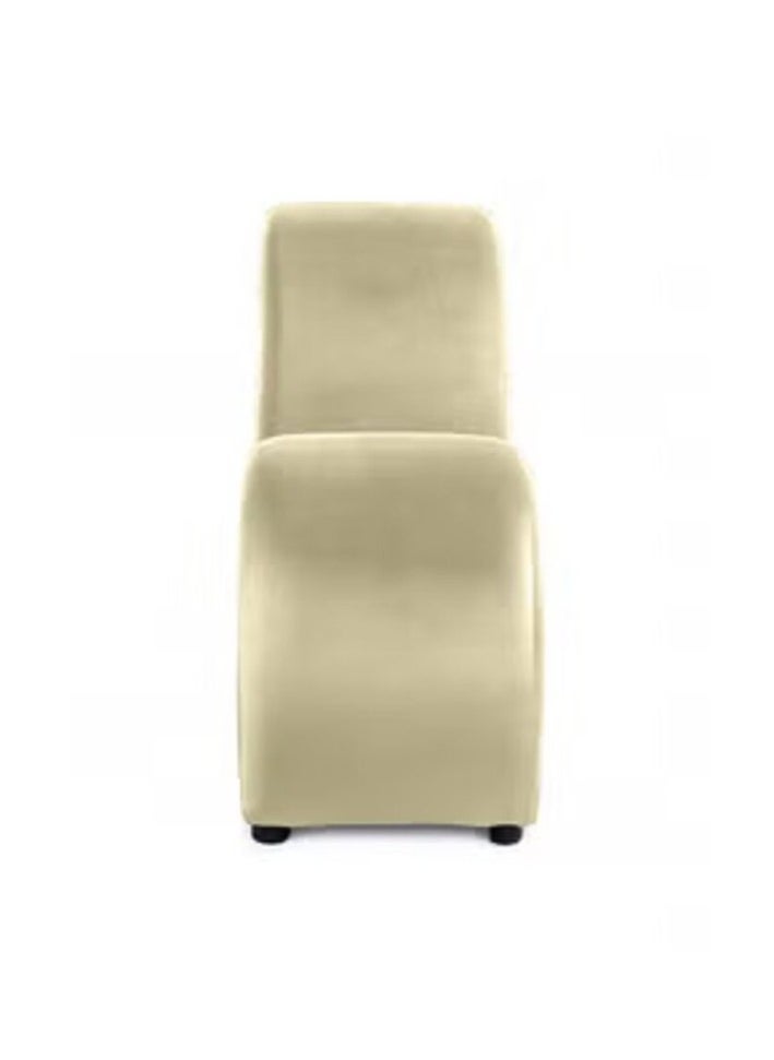 House One Small Romantic Chaise Longue Luxury Solid Pattern Of Velvet Fabric - Dark Ivory -170x70x40cm - Image 5