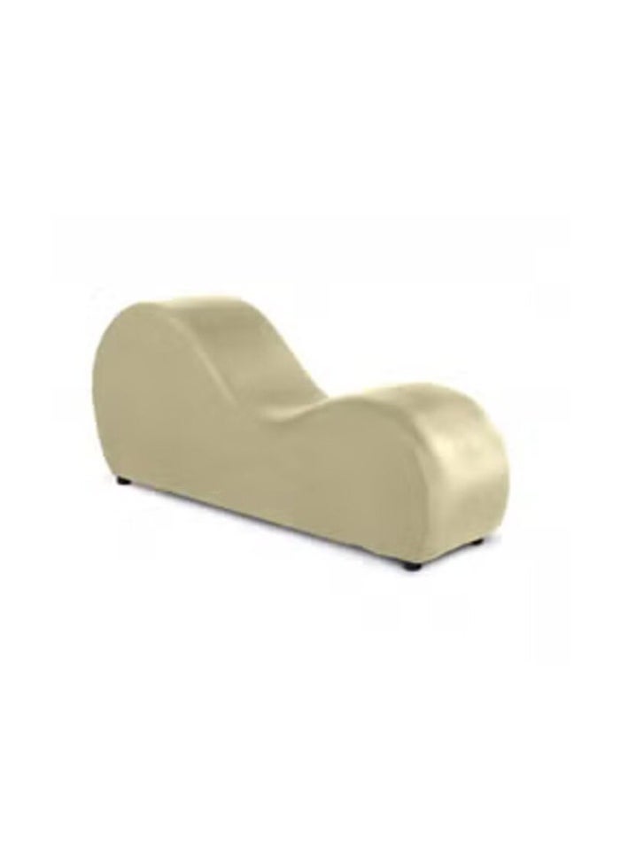 House One Small Romantic Chaise Longue Luxury Solid Pattern Of Velvet Fabric - Dark Ivory -170x70x40cm - Image 2
