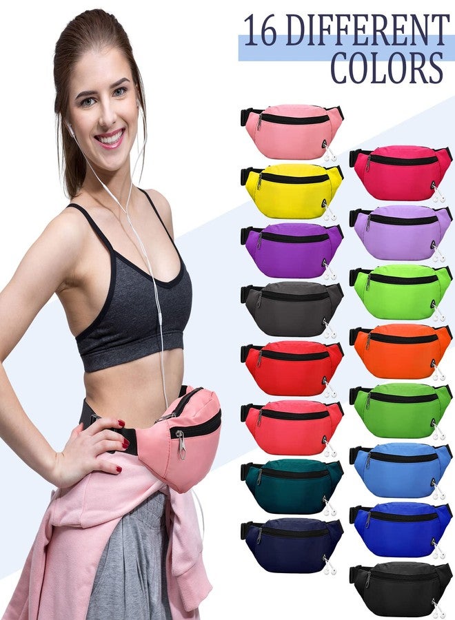 Kajaia 16 Pcs Neon Fanny Pack Bulk Colorful Adjustable Waist Bags Waterproof Waist Pack Set for Women Men, Adjustable Crossbody Bag for Travel Running Hiking Cycling Workout Festival - Image 4