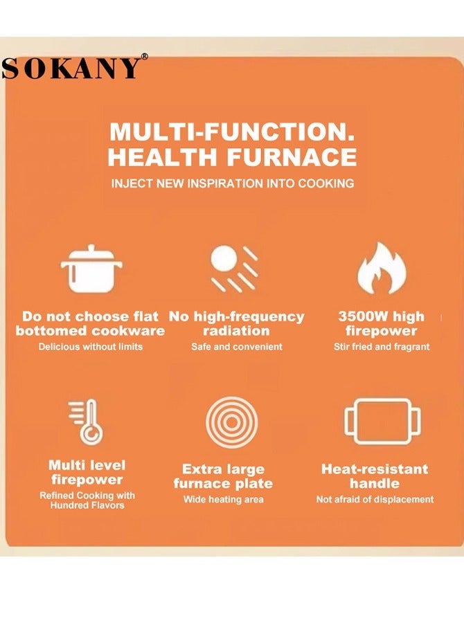 sokany Infrared Cooker,Radiant Cooker, Single Burner Stove, Electric Cooktop ,Adjustable Temperature Control,Sensor Touch & Knob 3500W SK-07073 - Image 5