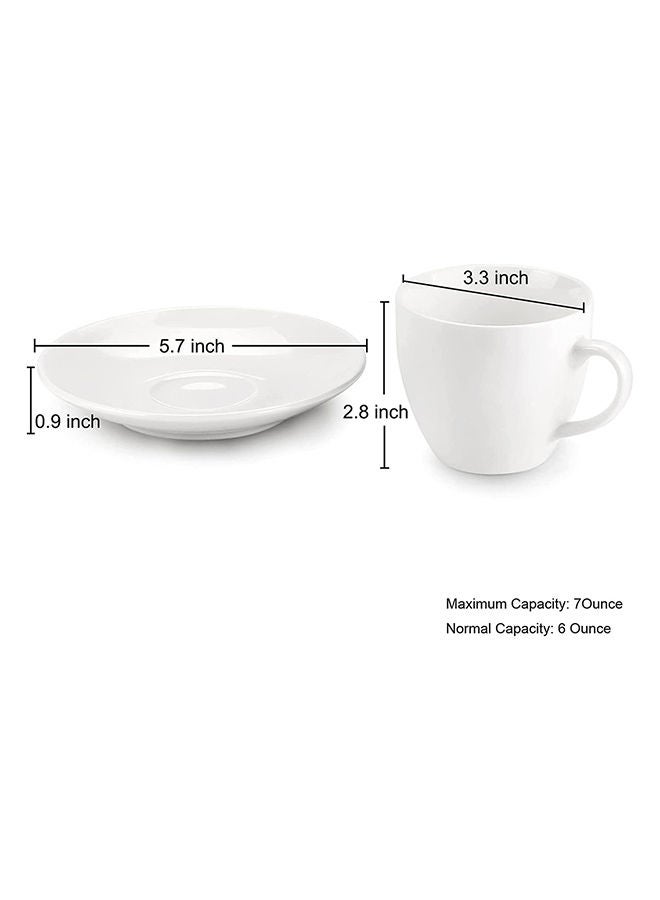 AKDC Miware 8 Ounce Porcelain Cappuccino Cups With Saucers - Set Of 4 Perfect For Specialty Coffee Drinks Latte Cafe Mocha And Tea White - Image 2