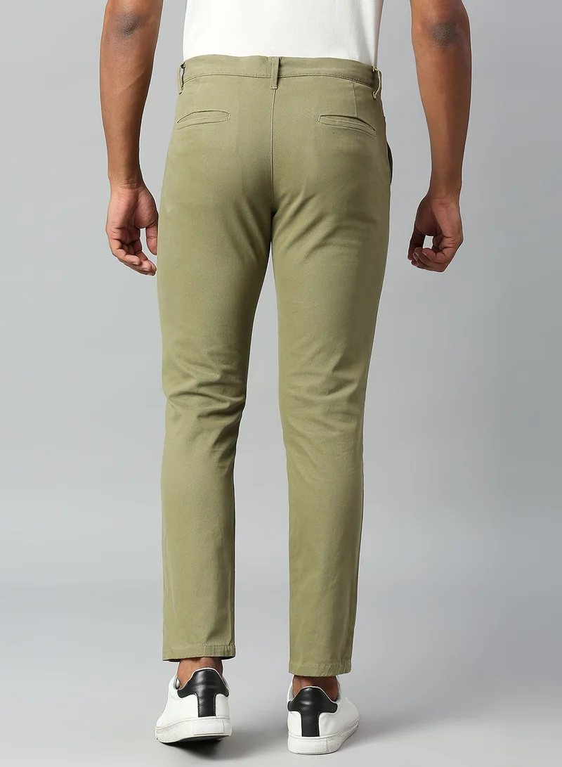 Dennis Lingo Light Olive Chinos for Men - Tapered Fit, 100% Cotton